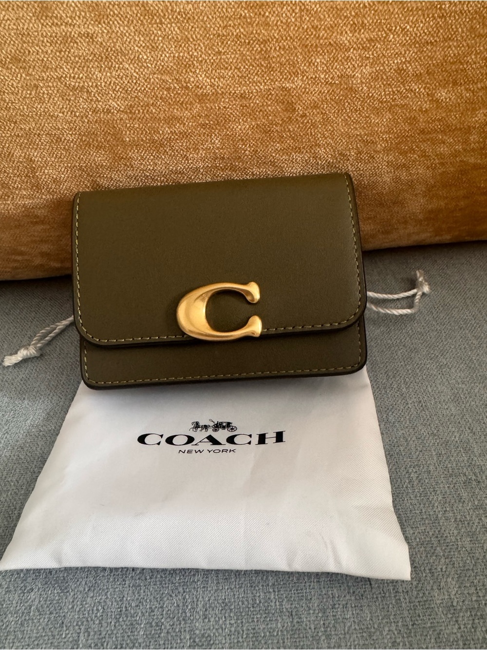 Coach Mini Wallet in Olive Green with Gold 'C' Hardware - Coach